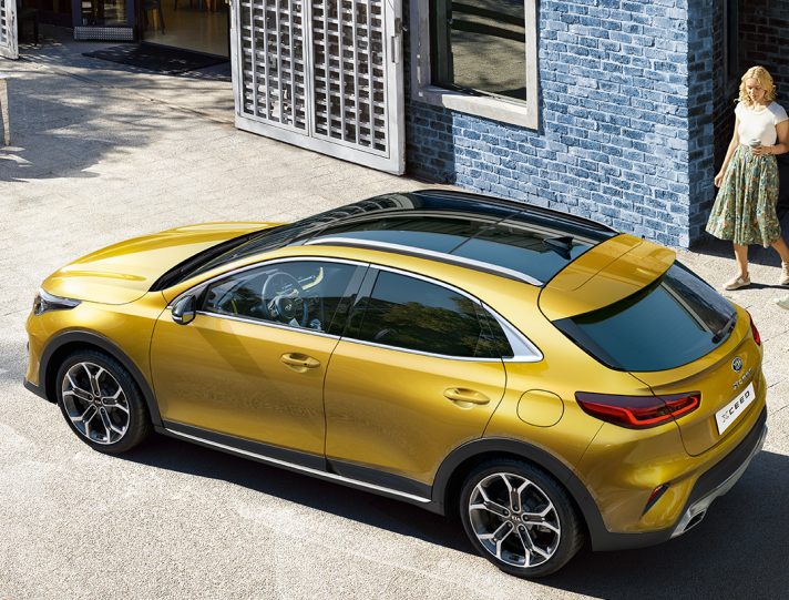 Kia XCeed gialla vista dall'alto