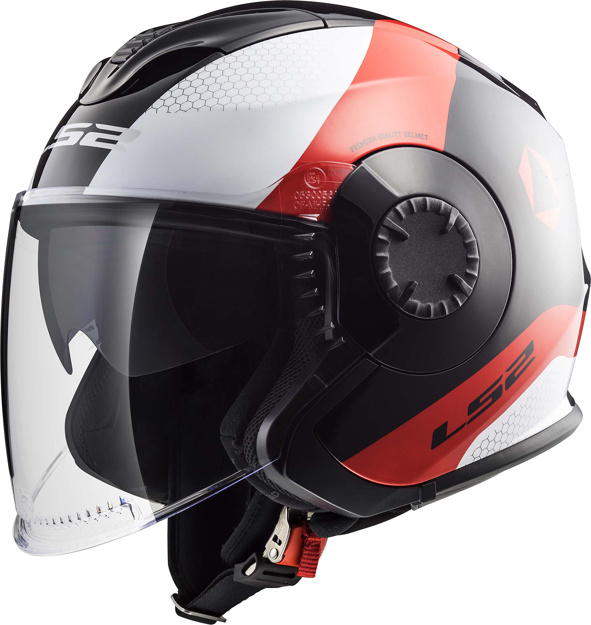 Casco LS2 Verso OF570 color nero, bianco e rosso
