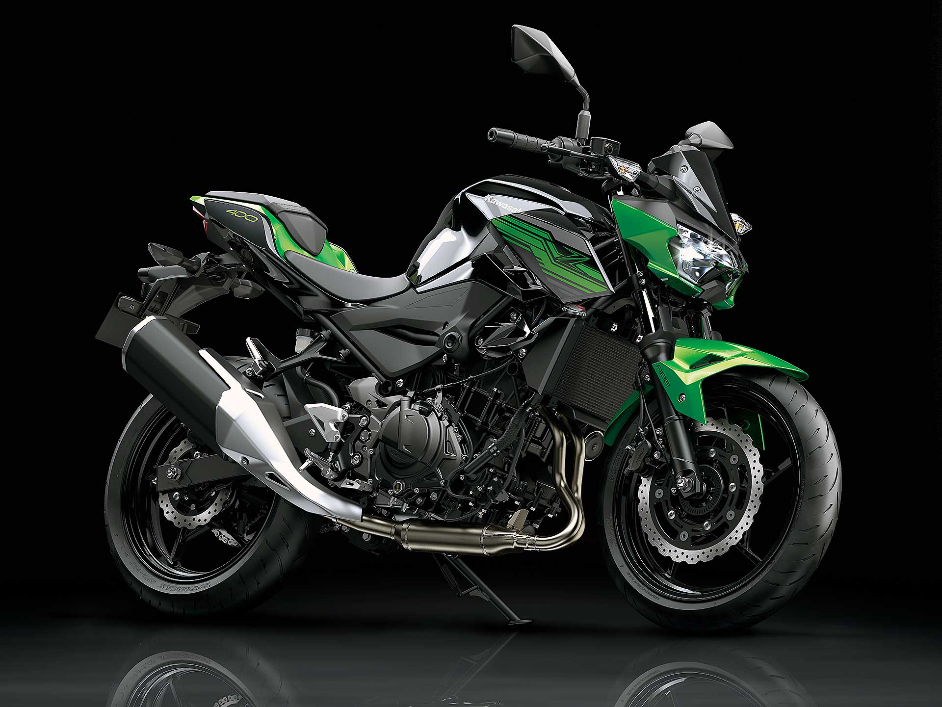 Kawasaki Z400 nera e verde moto per neopatentati A2
