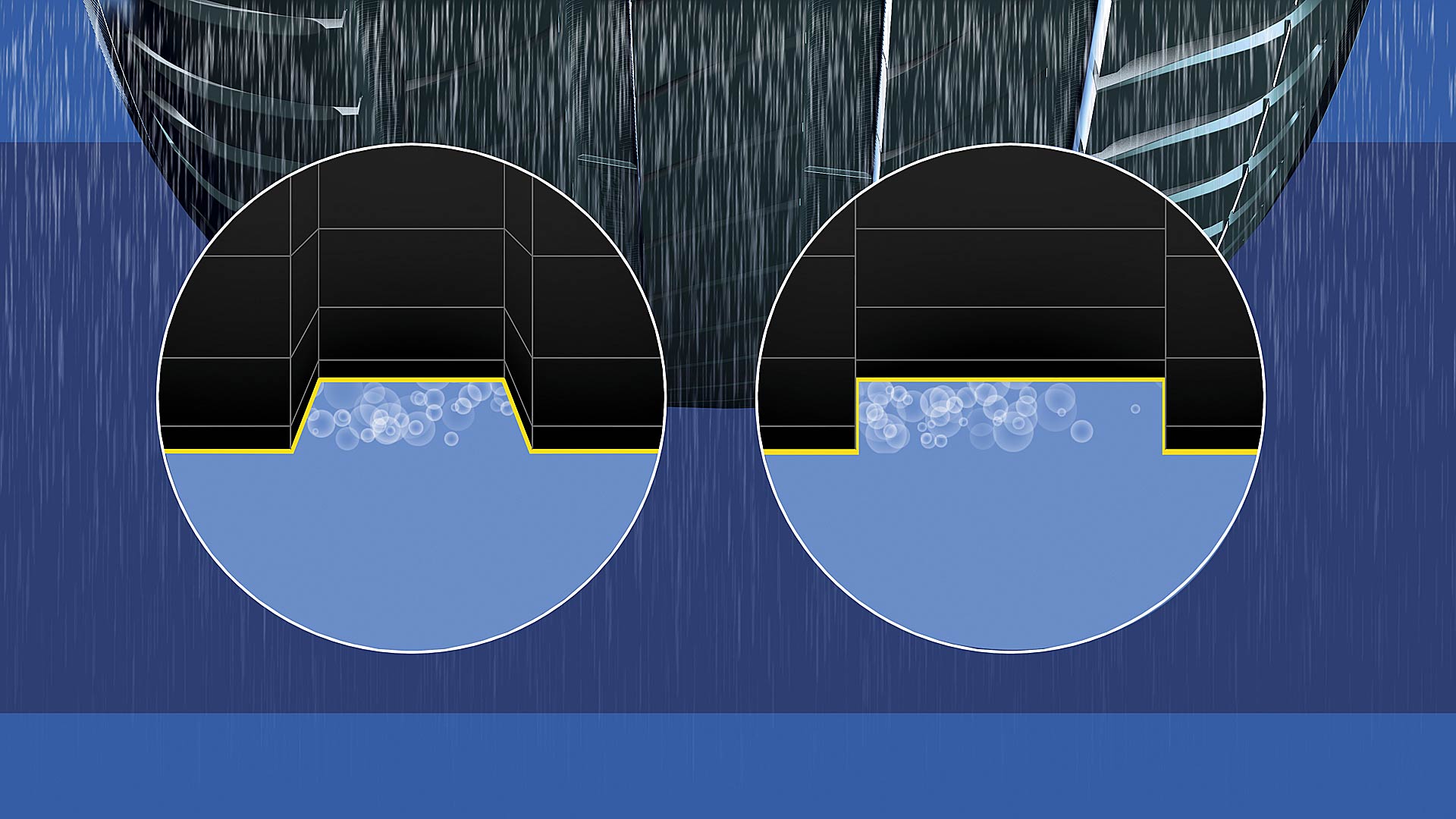 Il battistrada del Michelin Primacy 4: il battistrada ha trama rettangolare affiancata a quella trapezoidale