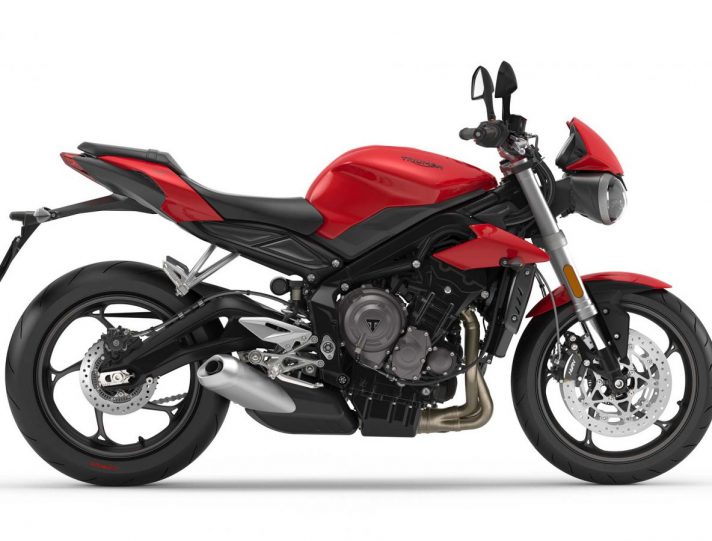Triumph Street Triple RS moto rosso vista laterale